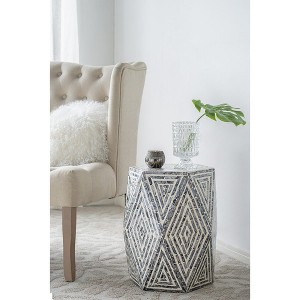 HDZNVF 16x14x18 inch Hexagon Garden End Tables, Unique Accent Side Table, Black and White - 1 of 4