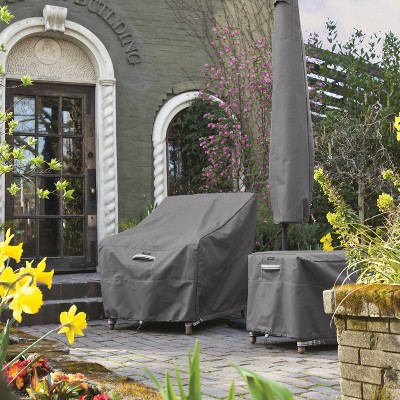 Large Water-Resistant Gray Patio Table & Chair Set Cover