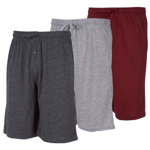 3 Pack Mens Jersey Shorts with Pockets and Drawstring – Soft Men's Lounge Shorts for The House, Sleep PJ, Pajamas – Up to 3XL - 1 of 4