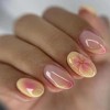 LOVELAY CREATIONS Yellow Flower French Tip Short-Medium Oval Press-On Nails - 3 of 4