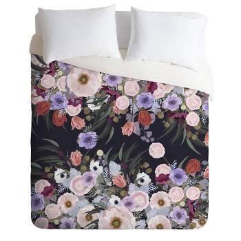 Full/Queen Iveta Abolina Floral Comforter Set Purple - Deny Designs