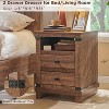 SinCiDo Nightstand with Charging Station, 18" Farmhouse Night Stand with 2 Drawers, Wood Rustic End Table - 4 of 4