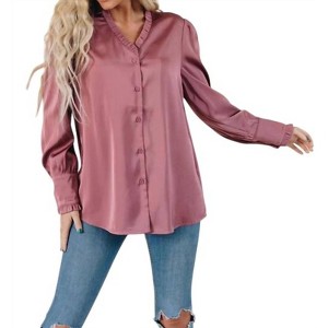 Women's Where Do We Go Frill Sleeve French Blouse - Stay Warm In Style - 1 of 3