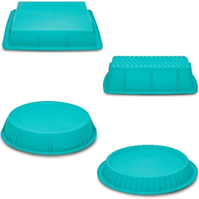 Teal Silicone Non-stick Round and Square Baking Pan Set