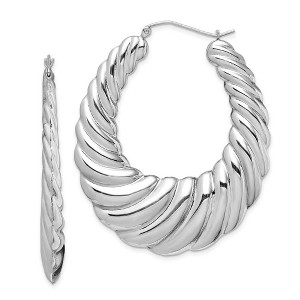 Black Bow Jewelry Sterling Silver Oval Shrimp Hoop Earrings - 55mm - 1 of 4