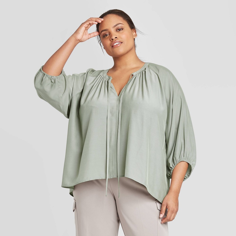 Women's Plus Size Balloon Long Sleeve Blouse - Prologue Green 4X, Women's, Size: 4XL, Gray was $27.99 now $19.59 (30.0% off)