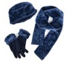 Women's Plush Faux Fur and Fleece Gloves Scarf Hat 3 Piece Winter Set - 2 of 4