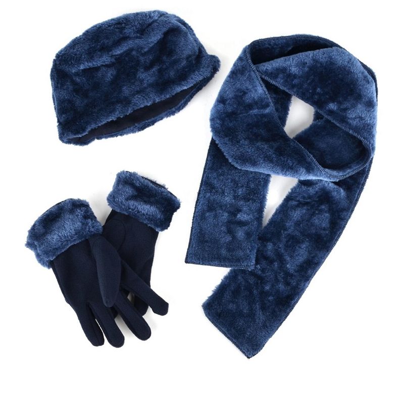 Women's Plush Faux Fur and Fleece Gloves Scarf Hat 3 Piece Winter Set, 2 of 6