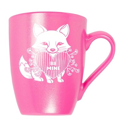 Elanze Designs Romantic Valentines Coffee Cup Mug 10 Ounce Ceramic With Shimmery Metallic Finish Be Mine Floral Fox Princess Pink