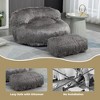 NicBex Plush Bean Bag Chair with Ottoman,Lazy Sofa Chair with Handle and High-Rebound Memory Foam,Modern Lounge Chair for Living Room,Gray - 4 of 4