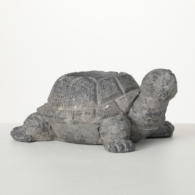 6"H Sullivans Charcoal Tortoise Planter, Gray