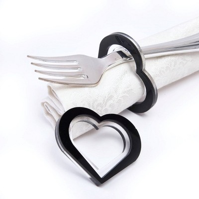 RCZ Décor Elegant Heart Napkin Rings Set of 8, Valentines Day Napkin Holders for Table Setting 