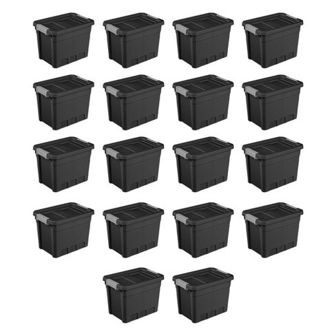 Sterilite 7.5 Gallon Plastic Stacker Tote Heavy Duty Lidded Storage Bin Container For Stackable Garage And Basement Organization Black 18 pack Target