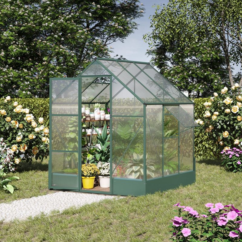 Outsunny Walk-in Plant Polycarbonate Greenhouse with Temperature Controlled Window Hobby Greenhouse for Backyard/Outdoor, 3 of 8