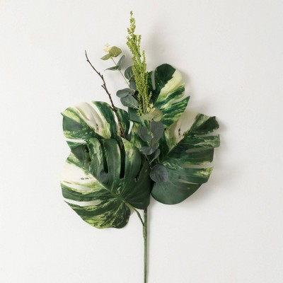 Sullivans Artificial 28.5" Variegated Leaf Spray, Green