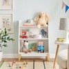 Danya B Steiner White 3-Tier Kids Book or Toy Figure Display Unit Freestanding Bookshelf with Contrasting Wood-Toned Legs - 3 of 4