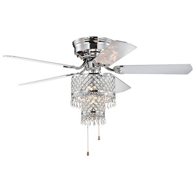 52"x52"x23" Lawrence Ceiling Fan Gray - Warehouse Of Tiffany: Reversible Blades, Crystal Embellishments