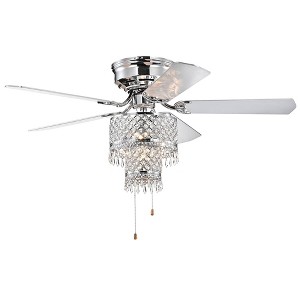 52"x52"x23" Lawrence Ceiling Fan Gray - Warehouse Of Tiffany: Reversible Blades, Crystal Embellishments - 1 of 4