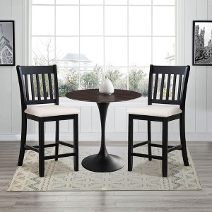 PAGED Classic Dining Chairs Set of 2 Faux Leather Upholstered Dining Room Chairs with Sturdy Wood Frame for Living Room, Kitchen - 1 of 4