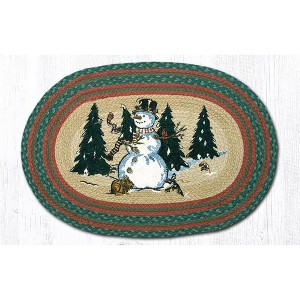 Earth Rugs Winter Wonderland Oval Patch Rug, 20"x30", Braided Jute with Snowy Scene - 1 of 3