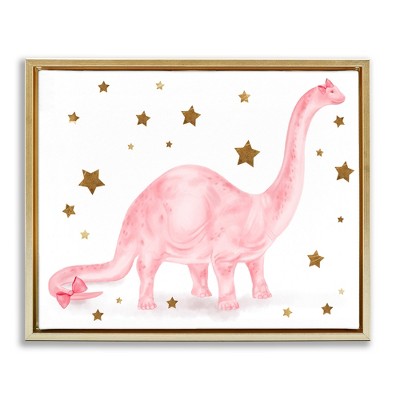 Stupell Industries Pink Dinosaur with Gold Stars, 31" x 25"