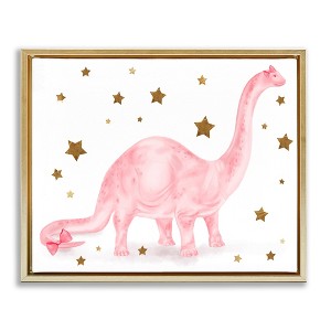 Stupell Industries Pink Dinosaur with Gold Stars, 31" x 25" - 1 of 4