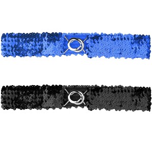 Allegra K Women's Halloween Skinny Stretchy Waist Belts Sequins Decor Slim Elastic Belts 2 Pcs - 1 of 4
