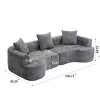 Modern Curved Sofa, 3-Seat Spring Couch with Armrest and Pillows, Deep Seat Design Foam Sofa with Green Corduroy Cover-Coolbibila - 4 of 4