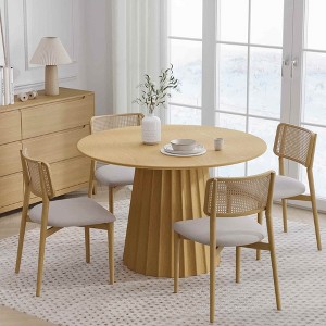 Lirago Solid Wood Round Dining Table for 4 People Nordic style 46*46 Natural - 1 of 4