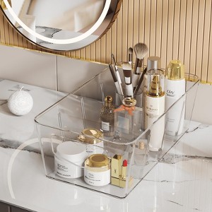 Hachikiko Fridge Organizer Bins - Clear Plastic Storage Baskets with Removable Dividers & Handles - 1 of 4