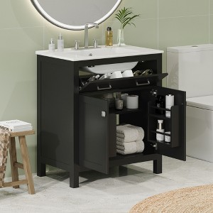 TIRAMISUBEST 30'' Bathroom Vanity with Ceramic Sink, Modern Bathroom Storage Cabinet with 2 Soft Close Doors, a Shelf and a Flip-out Drawer - 1 of 4