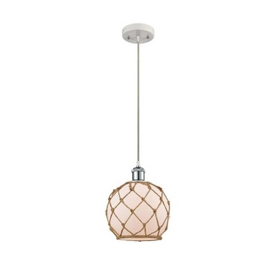 Farmhouse Rope - 1 Light Cord Hung Mini Pendant In Industrial Style-10 Inches Tall and 8 Inches Wide