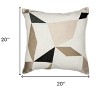 20" Taupe and Ivory Geometric Cotton Blend Throw Pillow With Embroidery - 3 of 4