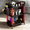 BABYYER Rolling Utility Cart, 3 Tier Service Cart, Plastic Tool Cart with Side Shelf and Storage Bucket, 200 Lbs Capacity for Warehouse, Garage - 2 of 4