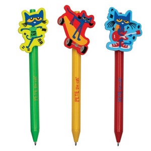 Pete the Cat Theme Pen Pals (3 Pack) - Retractable Pens, Fun Designs, Black Ink - 1 of 3