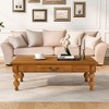 Sapphtopaz Retro Coffee Table with Storage Drawer Rectangular Wooden Center Table with Solid Wood Gourd-Shaped Legs Coffee Bar for Living Room - 3 of 4