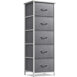 Sorbus Narrow 5 Drawers Nightstand with Steel Frame, Wood Top, Easy Pull Fabric Bins for Home, Bedroom, Office & Dorm - 1 of 4