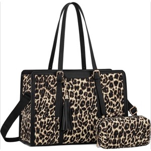 Women 15.6 inch Lightweight PU Laptop Tote Bag, Large Capacity Computer for Business, Work, Office, Travel - 1 of 4