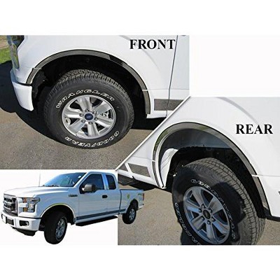 QAA is Compatible with 2018-2020 Ford F-150 12 Piece Stainless Wheel Well Accent Trim, No Flares WQ58308