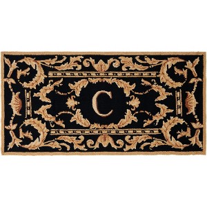 Monogram MON219 Hand Hooked Outdoor Door Mat - Black - 2'6"x4' - Safavieh - 1 of 2