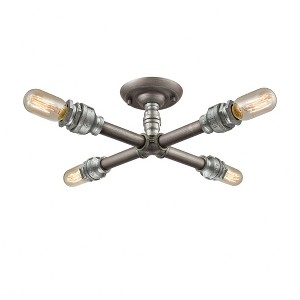 Elk Home Cast Iron Pipe 4 - Light Semi-Flush Mount in  Weathered Zinc/Zinc Plating - 1 of 4