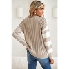 I AM A FASHION JUNKY Khaki Cable Knit Colorblock Crew Neck Drop Shoulder Sweater - 2 of 4