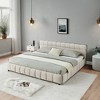 Queen Size Platform Bed  Upholstered Bed Frame with Chenille Fabric with Headboard -- Frevyn - 3 of 4