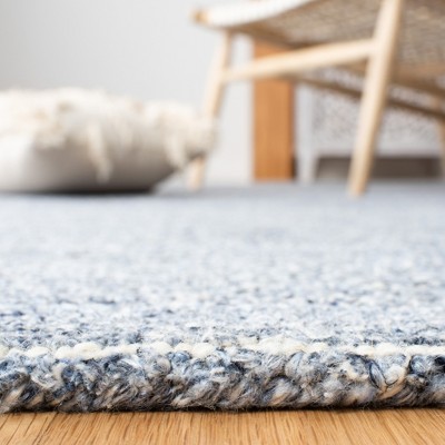Himalaya 8' Square Blue Wool and Viscose Handmade Rug