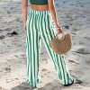Women's Green Vertical Striped Elastic Waist Pants - Cupshe - 4 of 4