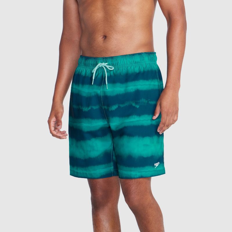 Speedo Men's 5.5" Striped Swim Shorts - Green, 1 of 4