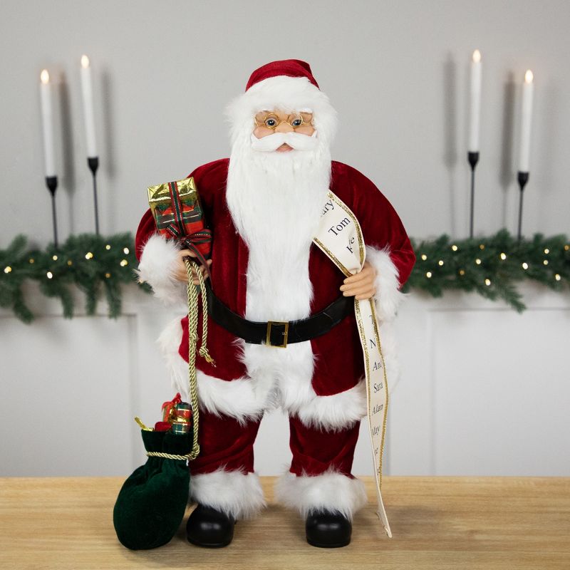 Northlight 24" Red and White Traditional Standing Santa Claus Christmas Figure with Name List, 2 of 6