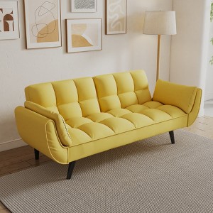Chic Crate - High-quality 57 Inch Yellow Sofa with Soft Two Armrests & Throw Pillow for Comfortable Apartment Living in Small Spaces - 1 of 4
