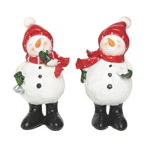 Transpac Small Resin Jolly Snowman Figurine Set of 2 Christmas Home Decorations - 1 of 1