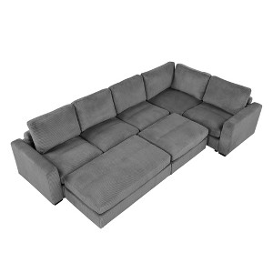 VYNXARIA 121.3in Sectional Couch Sofa Bed Modular Sofa with Two Movable Ottomans for Living Room,Gray - 1 of 4